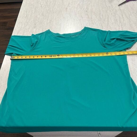 Susan Graver Liquid Knit Solid Green 3/4 Sleeve Top Plus Size 3XP Petite - Picture 9 of 13